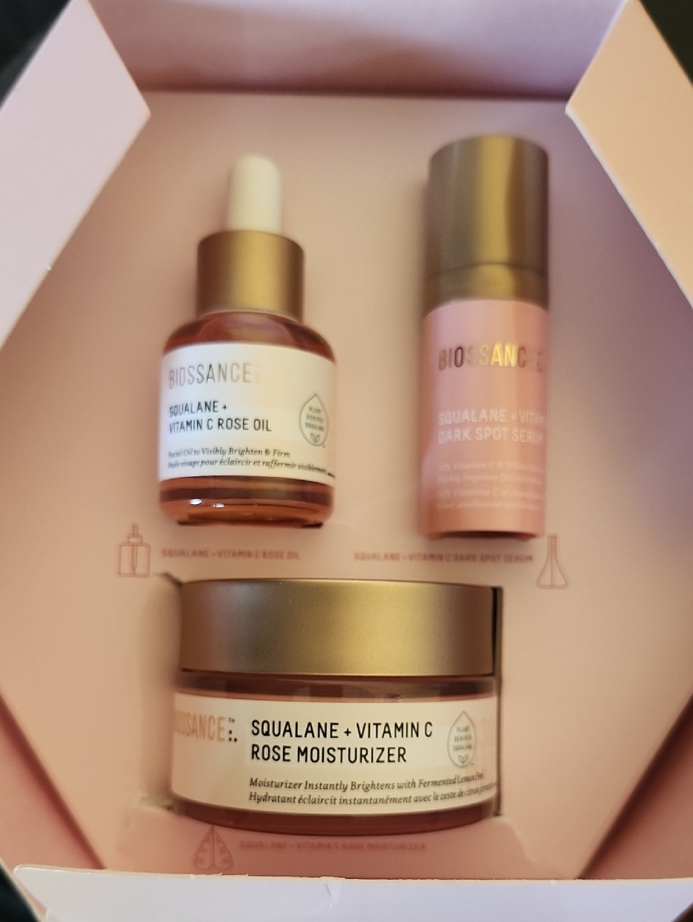 Biossance Pink Squalane Vitamin C Skincare Trio
